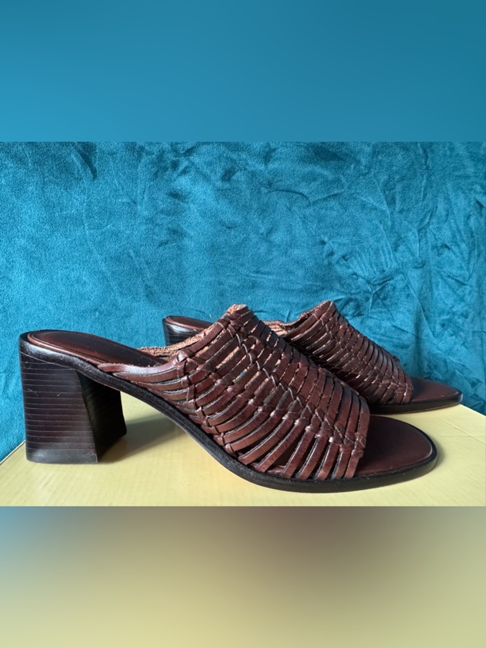 Ann Taylor Dark Brown Woven Block Heel Sandals